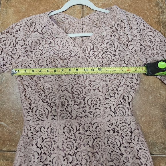 Blush Pink Floral Lace Ruffle Bell 3/4 Sleeve - Picture 7 of 12